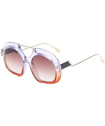 Aviator Women Man Fashion Vintage Irregular Round Large Frame Sunglasses Retro Unisex Radiation Protection Eyewear - B - CE18...
