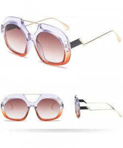 Aviator Women Man Fashion Vintage Irregular Round Large Frame Sunglasses Retro Unisex Radiation Protection Eyewear - B - CE18...