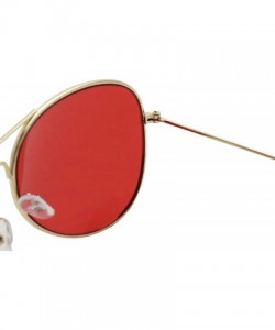 Aviator Classic Aviator Sunglasses UV400 Red Tint Colored Lens Slim Wire Frame Retro Pilot Fashion Shades - CE18W0KZU9D $9.36