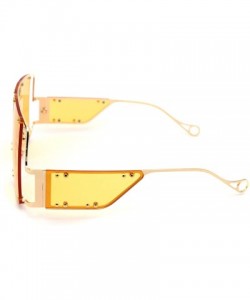 Oversized Flashy Oversize Metal Stud Mob Luxury Panel Lens Sunglasses - Gold Dark Yellow - CM190RZ44QT $17.56