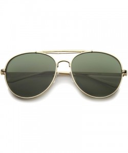 Aviator Modern Fashion Flat Lens Full Metal Side Cover Frame Double Bridged Aviator Sunglasses - Gold / Green - CY12EH19RSZ $...