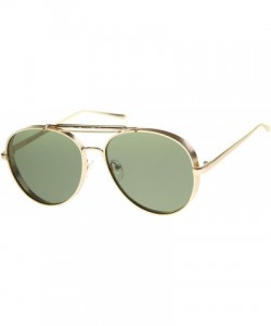 Aviator Modern Fashion Flat Lens Full Metal Side Cover Frame Double Bridged Aviator Sunglasses - Gold / Green - CY12EH19RSZ $...