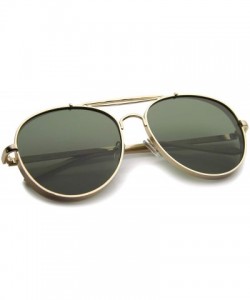 Aviator Modern Fashion Flat Lens Full Metal Side Cover Frame Double Bridged Aviator Sunglasses - Gold / Green - CY12EH19RSZ $...