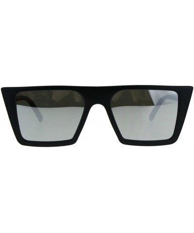 Cat Eye Womens Color Mirror Squared Flat Top Goth Cat Eye Sunglasses - Black Silver - CL189U67K70 $23.36
