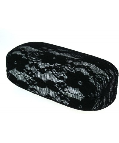 Rectangular Womens Black Floral Lace Cover Oversize Clam Shell Sunglasses Case - White - CU183IGADHN $11.27