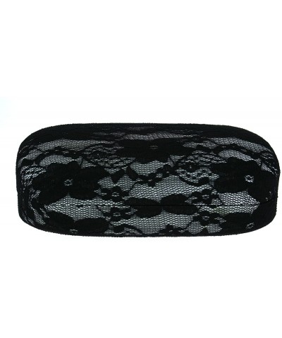 Rectangular Womens Black Floral Lace Cover Oversize Clam Shell Sunglasses Case - White - CU183IGADHN $11.27