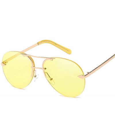 Goggle Sunglasses Retro Rimless Sunglasses Metallic Men And Women Toad Mirror Big Name Sea Glasses - CQ18TKL00AN $21.14