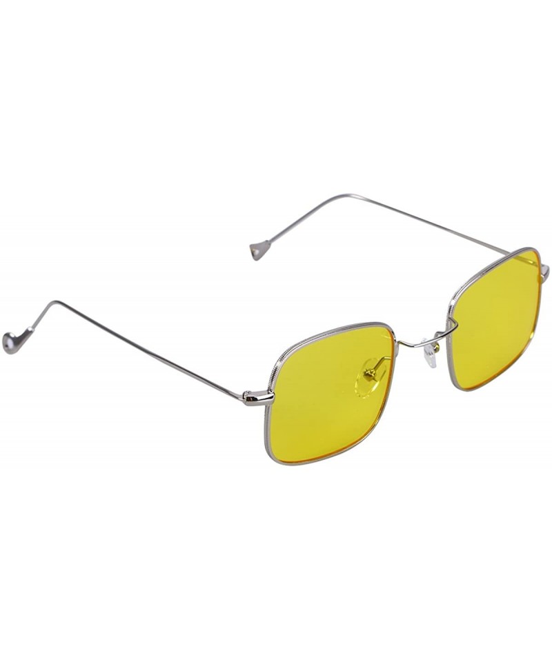 Rimless Vintage Stylish Sunglasses Small Square Ocean Film Eyeglasses (Yellow) - CM18DMXO6W4 $8.74