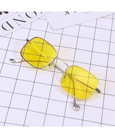 Rimless Vintage Stylish Sunglasses Small Square Ocean Film Eyeglasses (Yellow) - CM18DMXO6W4 $8.74