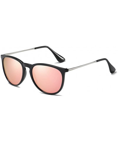 Round Sunglasses Unisex Polarized 100% UV Blocking Fishing and Outdoor Driving Glasses Round Fraframe Retro - Pink - CH18W3C6...