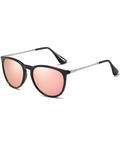 Round Sunglasses Unisex Polarized 100% UV Blocking Fishing and Outdoor Driving Glasses Round Fraframe Retro - Pink - CH18W3C6...