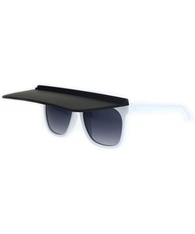 Rectangular Unique Collapsible Sun Visor Horn Rim Hipster Plastic Sunglasses - White Smoke Black - C518K3XGK84 $10.67