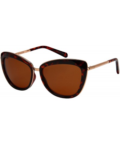 Oval Classic Vintage Cat Eye Sunglasses W/Polarized Lenses 3323-REV - Rose Gold+tortorise - CU185XCE6WL $9.94