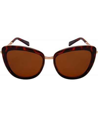 Oval Classic Vintage Cat Eye Sunglasses W/Polarized Lenses 3323-REV - Rose Gold+tortorise - CU185XCE6WL $9.94