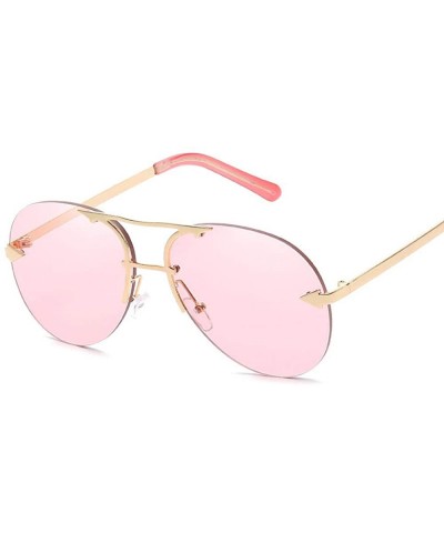 Goggle Sunglasses Retro Rimless Sunglasses Metallic Men And Women Toad Mirror Big Name Sea Glasses - CQ18TKL00AN $12.33