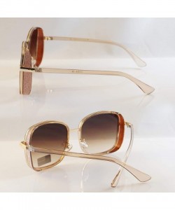 Round Oversize Side Shield Steampunk Square Gradient Mirror Sunglasses A227 - Brown Brown - CS18HY0GDQ8 $11.93