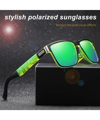 Sport Sunglasses Men Women Polarized Square Frame Tortoise Sports UV400 With Sunglasses Case For Driving Outdoor Travel - CP1...