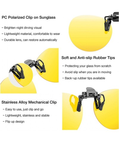 Rimless Clip-on Sunglasses- Unisex Polarized Frameless Rectangle Lens - Round 2 Yellow - CR18KLYU6LG $8.91