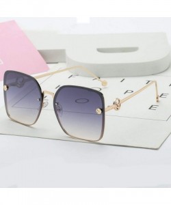 Rimless 2019 Elegant Lady Square Sunglasses Women Vintage Rimless Gradient Sun Glasses For Female UV400 - Mirror Blue - CU18W...