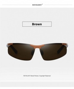 Sport Mens Polarized Rectangle Sunglasses for Sporting Al-Mg Frame Driving Shades - Brown - CI18AXA2QAX $15.29