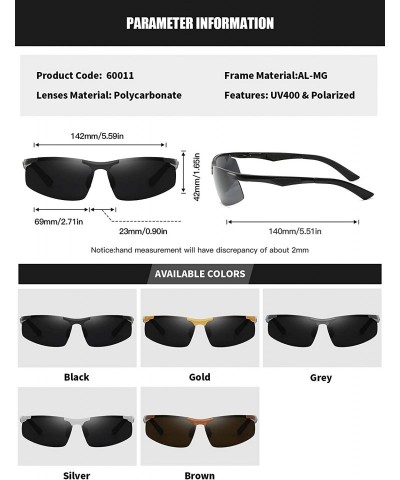 Sport Mens Polarized Rectangle Sunglasses for Sporting Al-Mg Frame Driving Shades - Brown - CI18AXA2QAX $15.29