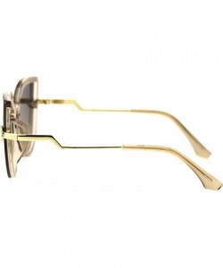 Cat Eye Womens Oversize Cat Eye Bolt Crooked Arm Designer Sunglasses - Peach Gradient Brown - CQ18STEOMYI $9.47