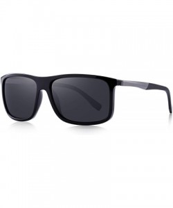 Rectangular Polarized Square Sunglasses for Men Sports Aluminum Legs O8132 - Black - CE18INWCYZ3 $14.47