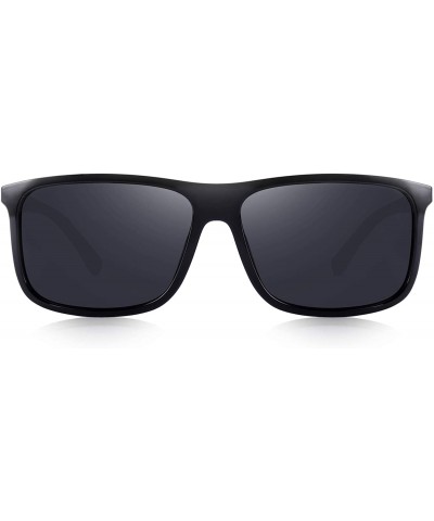 Rectangular Polarized Square Sunglasses for Men Sports Aluminum Legs O8132 - Black - CE18INWCYZ3 $14.47