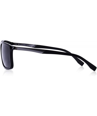 Rectangular Polarized Square Sunglasses for Men Sports Aluminum Legs O8132 - Black - CE18INWCYZ3 $14.47