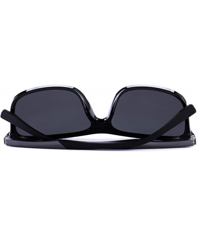 Rectangular Polarized Square Sunglasses for Men Sports Aluminum Legs O8132 - Black - CE18INWCYZ3 $14.47