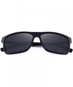 Rectangular Polarized Square Sunglasses for Men Sports Aluminum Legs O8132 - Black - CE18INWCYZ3 $14.47