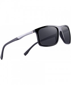 Rectangular Polarized Square Sunglasses for Men Sports Aluminum Legs O8132 - Black - CE18INWCYZ3 $14.47