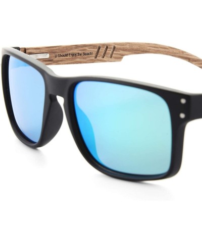 Wayfarer Sunglasses For Men With Polarized Lens Handmade Bamboo Sunglasses For Men&Women - P Green 1 - CK18ROYLW2O $17.73