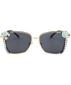 Cat Eye Fashion Sunglasses for Women - Delicate Square Glasses Matel Frame UV400 Protection - Black - C0197RLRYYG $18.65