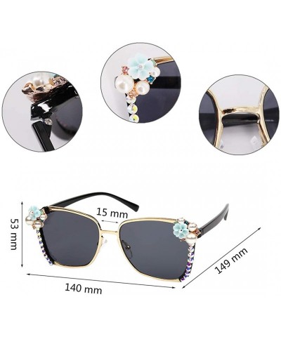 Cat Eye Fashion Sunglasses for Women - Delicate Square Glasses Matel Frame UV400 Protection - Black - C0197RLRYYG $18.65
