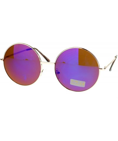 Round Mirror Lens Round Circle Sunglasses Lite Metal Frame Spring Hinge - Gold - CU11OXTGGHH $22.24