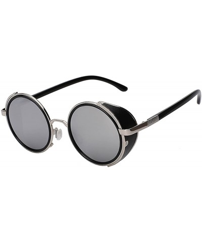 Round Steampunk Gothic - 002 Retro Vintage Hippie Colored Metal Round Circle Frame Sunglasses Colored Lens - C4184I7SAM6 $13.52