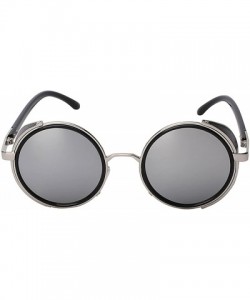 Round Steampunk Gothic - 002 Retro Vintage Hippie Colored Metal Round Circle Frame Sunglasses Colored Lens - C4184I7SAM6 $13.52