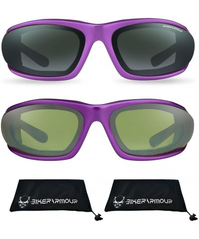 Goggle Purple Frame Motorcycle Riding Glasses for Women and Girls (Purple Smoke + Purple Tinted Yellow) - CA188CK5LRI $20.55