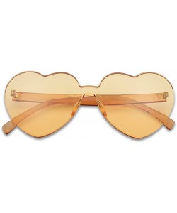 Round Overisized Novelty Transparent Once Piece Colorful Heart Shape Sunglasses - Soft Orange - C8180L8N3WN $8.51