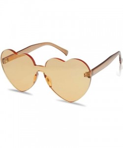Round Overisized Novelty Transparent Once Piece Colorful Heart Shape Sunglasses - Soft Orange - C8180L8N3WN $8.51