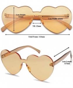 Round Overisized Novelty Transparent Once Piece Colorful Heart Shape Sunglasses - Soft Orange - C8180L8N3WN $8.51