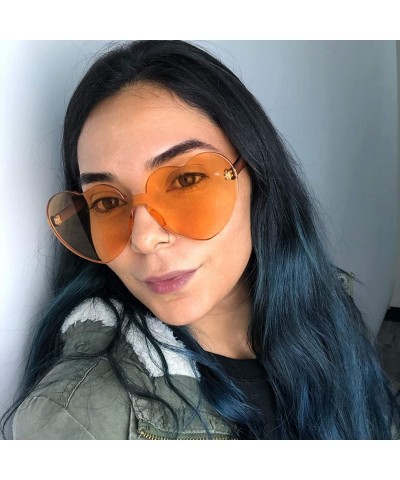 Round Overisized Novelty Transparent Once Piece Colorful Heart Shape Sunglasses - Soft Orange - C8180L8N3WN $8.51