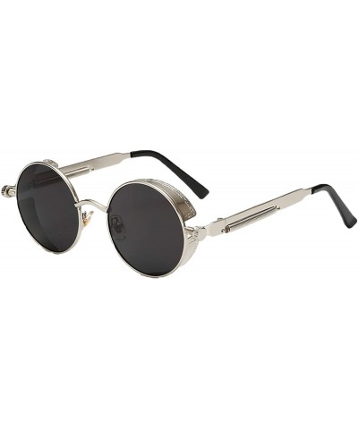 Round Steampunk Men Sunglasses Women Coating Mirror Sunglasses Round Sun glasses Retro Vintage - 3 - CY18D3L7Z7T $23.84