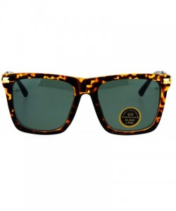 Square Impact Resistant Glass Lens Sunglasses Stylish Fashion Square Frame - Tortoise - CJ186RQO3U8 $9.81