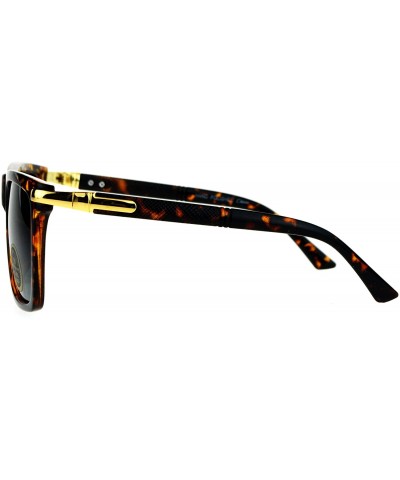 Square Impact Resistant Glass Lens Sunglasses Stylish Fashion Square Frame - Tortoise - CJ186RQO3U8 $9.81