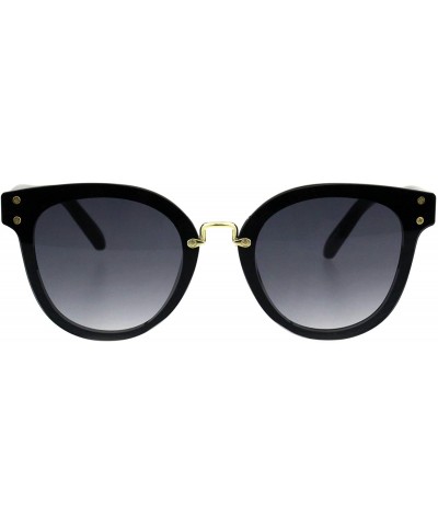Rimless Womens Horn Rim Fashion Sunglasses Rims Behind Lens Stylish Shades UV 400 - Black (Smoke) - C218HW5T7IM $12.99