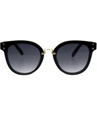 Rimless Womens Horn Rim Fashion Sunglasses Rims Behind Lens Stylish Shades UV 400 - Black (Smoke) - C218HW5T7IM $23.82