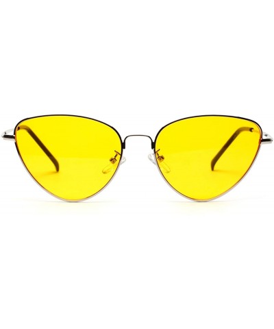 Oversized Retro Cat Eye Sunglasses Women Yellow Red Lens Sun glasses Sunglass for women Vintage Metal Eyewear - Blackgold - C...