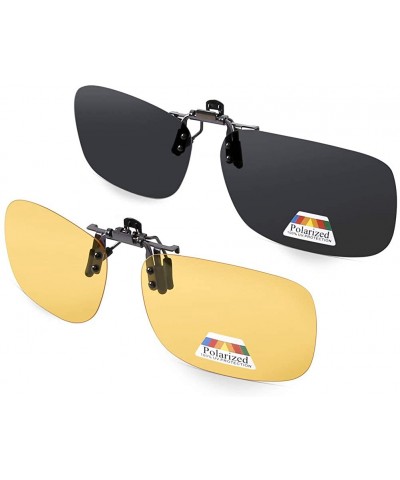 Aviator Polarized Clip on Sunglasses over Prescription Glasses Night Vision Driving - CY18ME8L86R $16.67